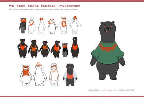 We Bare Bears Project.  This shows the development phase for the Sunny character, she's based on a female sun bear.