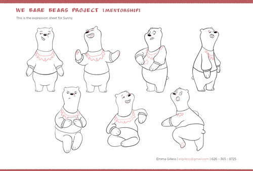 We Bare Bears Project.  Sunny character expression sheet.