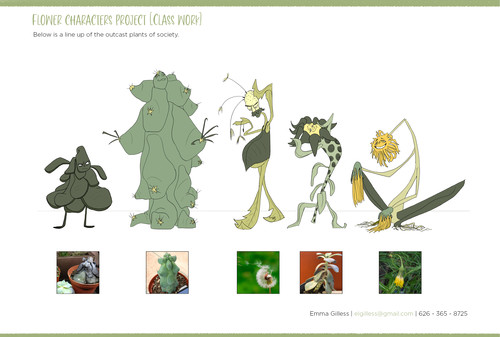 Flower Characters [Class Work]. A lineup of the outcast plants of society.