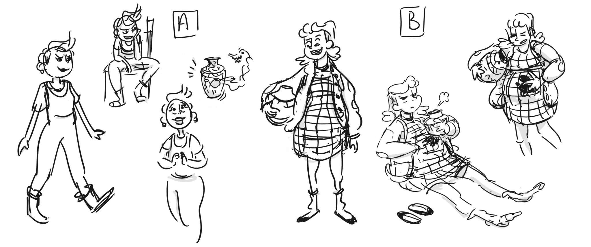 Characters from the antique storyboards.